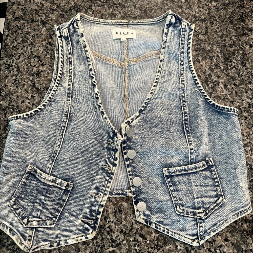Risen Denim Vest with Pockets